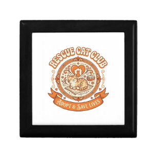 Rescue Cat Club Cat Rescue Adoption Vintage Vector Gift Box