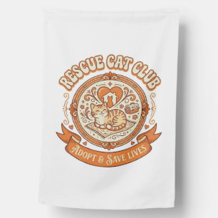 Rescue Cat Club Cat Rescue Adoption Vintage Vector House Flag