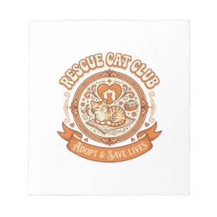 Rescue Cat Club Cat Rescue Adoption Vintage Vector Notepad