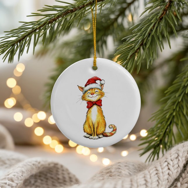 Rescue Cat's First Christmas in Furever Home Ceramic Ornament (Creator Uploaded)