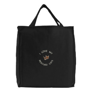 Rescue Cats Funny Embroidered Tote Bag