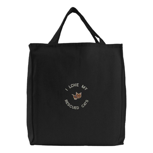 Rescue Cats Funny Embroidered Tote Bag (Front)