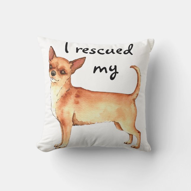 Rescue Chihuahua Throw Pillow (Front)