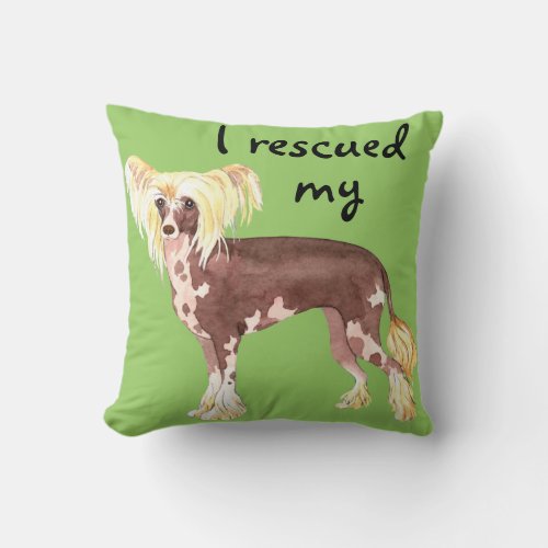 Rescue Chinese Crested Throw Pillow