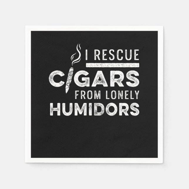 Rescue Cigars From Humidor Cutter Cigar Smoker Gif Napkins (Front)