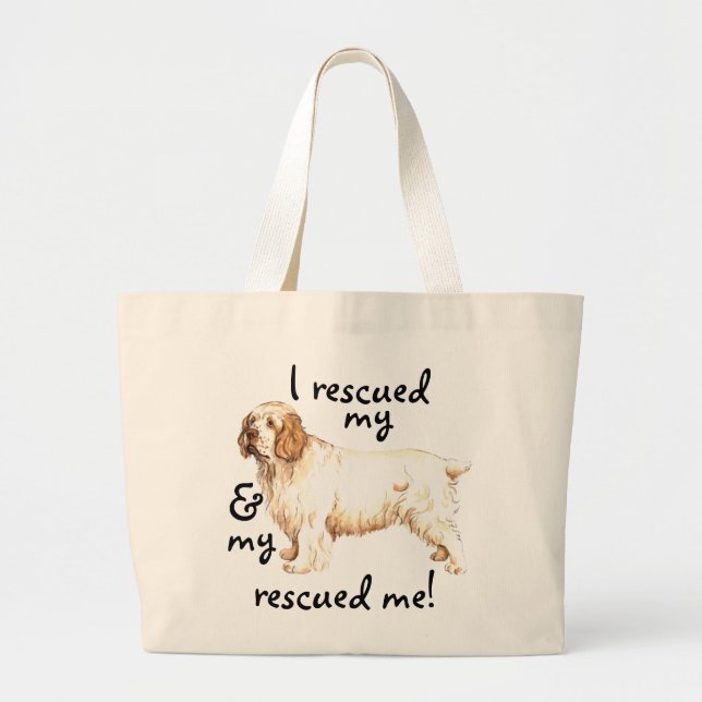 Rescue Clumber Spaniel Large Tote Bag (Front)