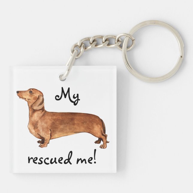 Rescue Dachshund Keychain (Back)
