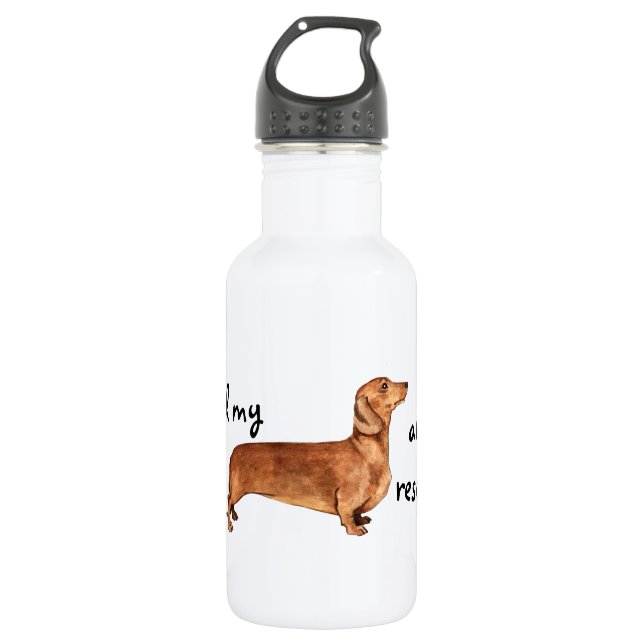 Rescue Dachshund Stainless Steel Water Bottle (Front)