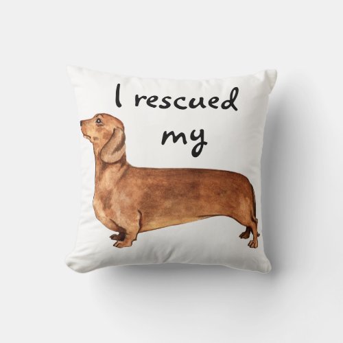 Rescue Dachshund Throw Pillow