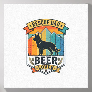 Rescue Dad Beer Lover Dog Vintage Sunset_1 Canvas Photo Tile