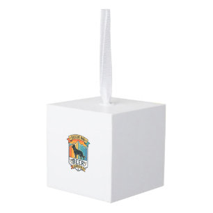 Rescue Dad Beer Lover Dog Vintage Sunset_1 Cube Ornament