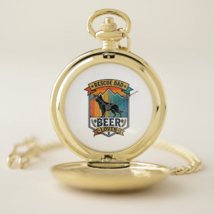 Rescue Dad Beer Lover Dog Vintage Sunset_1 Pocket Watch