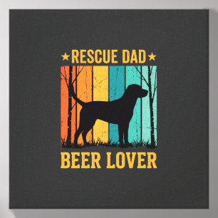 Rescue Dad Beer Lover Vintage Dog Canvas Photo Tile