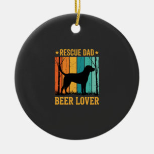 Rescue Dad Beer Lover Vintage Dog Ceramic Ornament