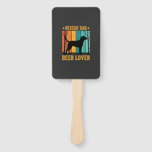 Rescue Dad Beer Lover Vintage Dog Hand Fan