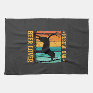 Rescue Dad Beer Lover Vintage Dog Kitchen Towel