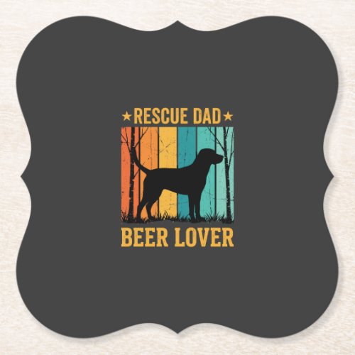 Rescue Dad Beer Lover Vintage Dog Paper Coaster