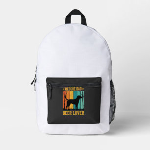 Rescue Dad Beer Lover Vintage Dog Printed Backpack