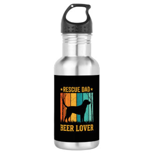 Rescue Dad Beer Lover Vintage Dog Stainless Steel Water Bottle