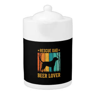 Rescue Dad Beer Lover Vintage Dog Teapot