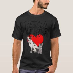 Rescue Dad Cat & Dog Kitty Funny Women Pet Animal  T-Shirt