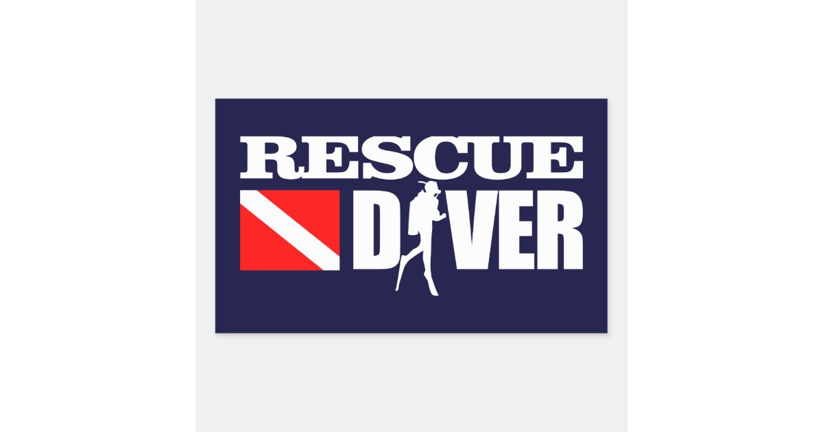 Rescue Diver 2 Rectangular Sticker | Zazzle