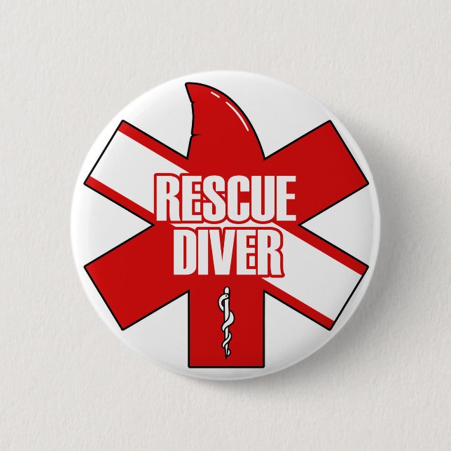 Rescue Diver Cross Dive Flag Button (Front)