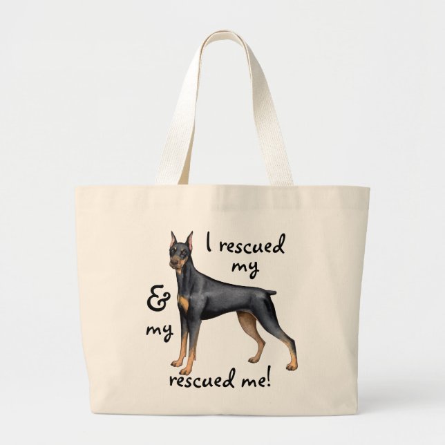 Rescue Doberman Pinscher Large Tote Bag (Front)