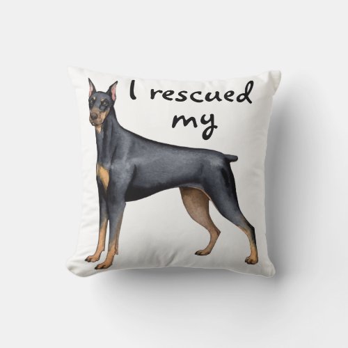 Rescue Doberman Pinscher Throw Pillow