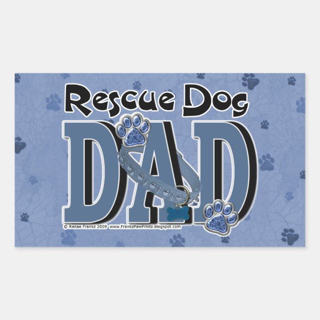 Rescue Dog DAD Rectangular Sticker (Front)