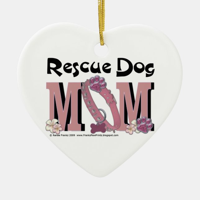 Rescue Dog MOM Ceramic Ornament (Front)