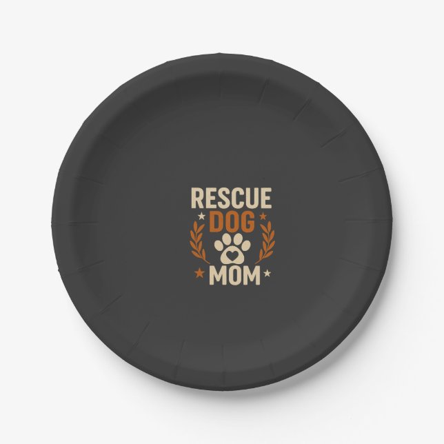 Rescue Dog Mom Paper Plates (Front)