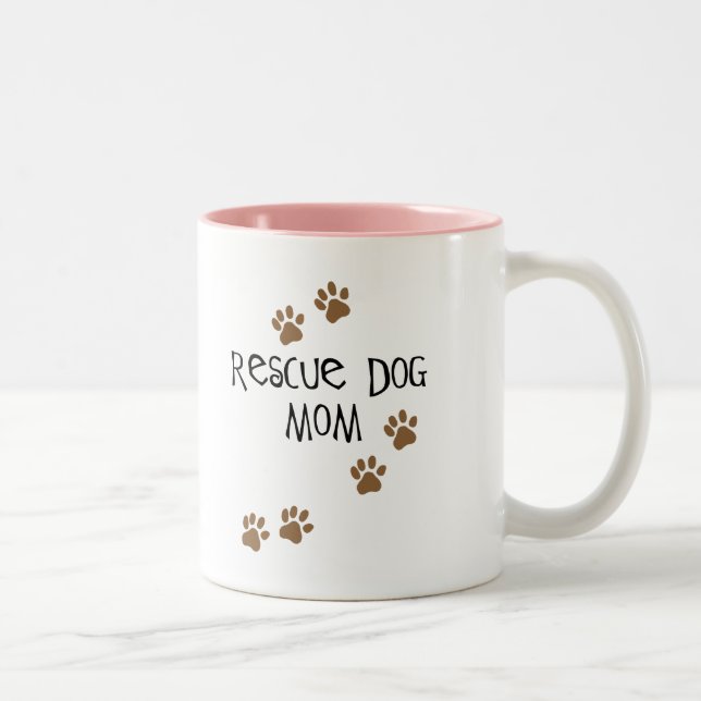Rescue Dog Mom Two-Tone Coffee Mug (Right)