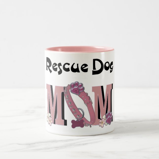 Rescue Dog MOM Two-Tone Coffee Mug (Center)
