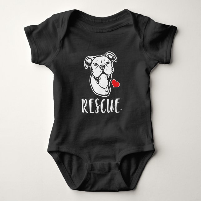 Rescue Dog Pitbull Drawing Rescue Mom Adopt Baby Bodysuit (Front)