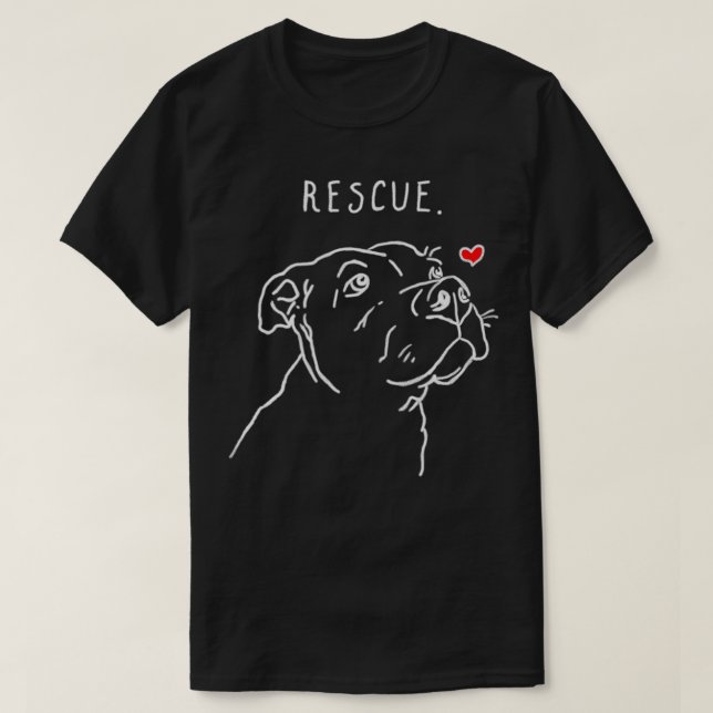 Rescue Dog Pitbull Drawing Rescue Mom Adopt Dont S T-Shirt (Design Front)