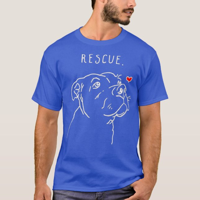 Rescue Dog Pitbull Drawing Rescue Mom Adopt Dont T-Shirt (Front)