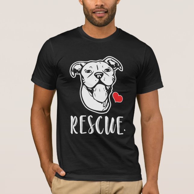 Rescue Dog Pitbull Drawing Rescue Mom Adopt T-Shirt (Front)
