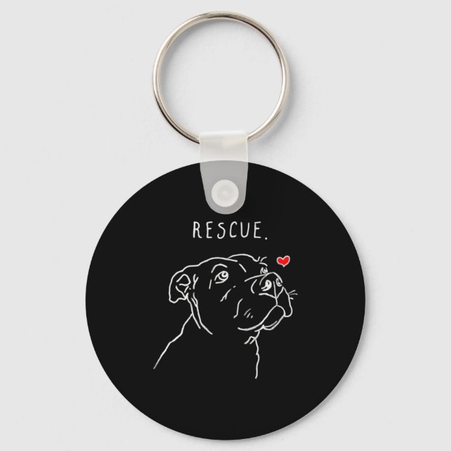 Rescue Dog Tbull Drawing Rescue Mom Adopt Dont _1  Keychain (Front)