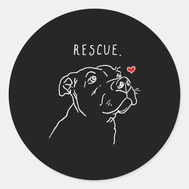 Rescue Dog, Tbull Drawing, Rescue Mom, Adopt Don't Classic Round Sticker (Front)