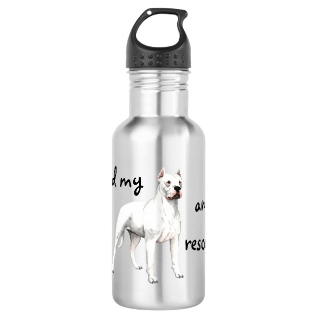 Rescue Dogo Argentino Stainless Steel Water Bottle (Front)