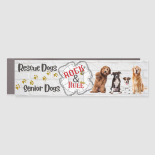 Rescue Dogs Rock & Senior Dogs Rule Car Magnet