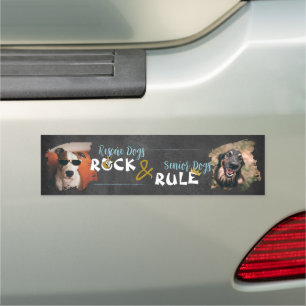 Rescue Dogs Rock & Senior Dogs Rule Car Magnet
