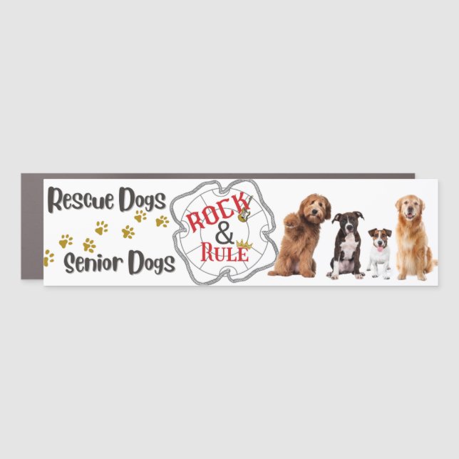 Rescue Dogs Rock & Senior Dogs Rule Car Magnet (Front)