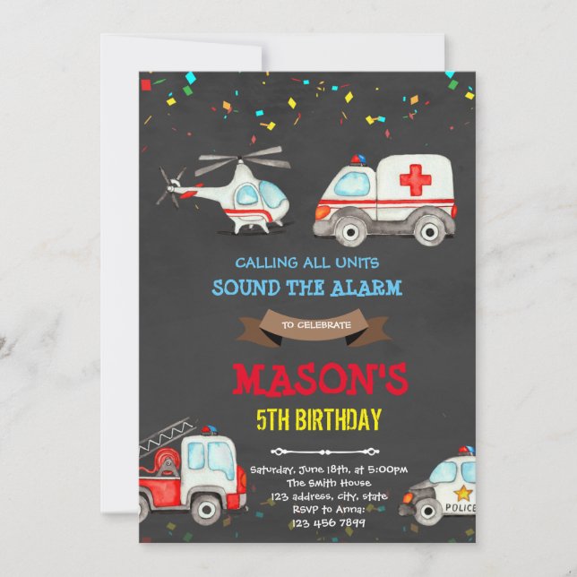 Rescue emergency birthday invitation (Front)