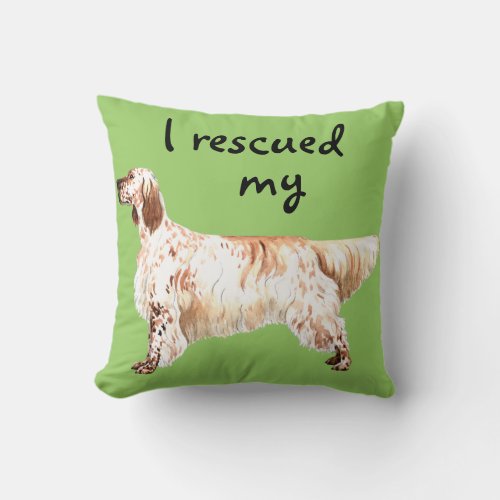 Rescue English Setter Throw Pillow