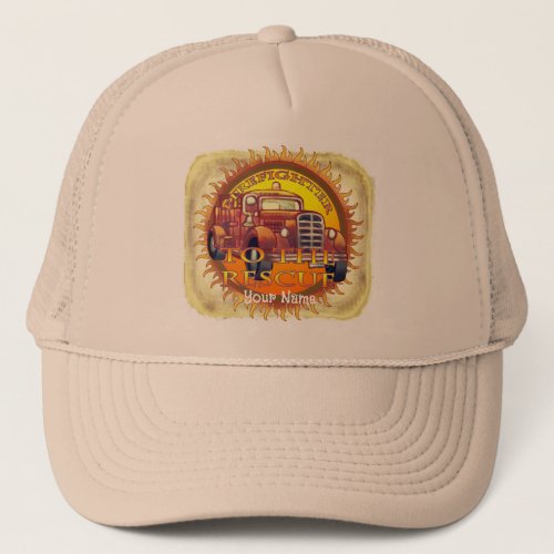 Rescue Firefighter Firetruck custom name hat