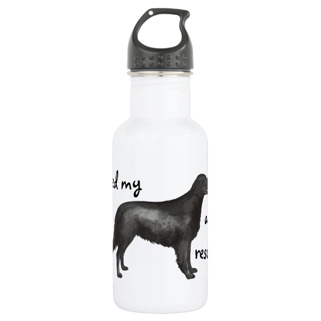Rescue Flat-Coated Retriever Water Bottle (Front)