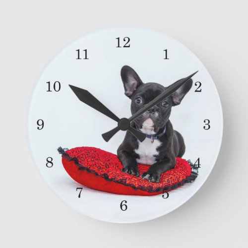 Rescue French Bulldog Dog Round Clock