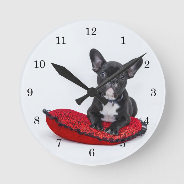 Rescue French Bulldog Dog Round Clock (Front)